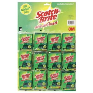 สก๊อตช์-ไบรต์ แผ่นใยขัดพร้อมฟองน้ำเล็ก ขนาด 3x4 นิ้ว แพ็ค 12 ชิ้น