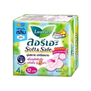 ลอรีเอะ ซอฟท์แอนด์เซฟ สลิม ผ้าอนามัยแบบมีปีก 22 ซม. 4 ชิ้น x 12+1 ห่อ