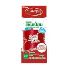 แชมเปี้ยน ถุงขยะม้วน สีแดง กลิ่นมอร์นิ่ง เฟรช 24x28 นิ้ว 50 ใบ