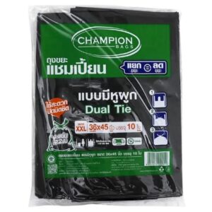 แชมเปี้ยน ถุงขยะดำ แบบมีหูผูก 36x45 นิ้ว x 10 ใบ