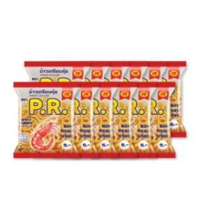 พีอาร์ ข้าวเกรียบกุ้ง รสมะเขือเทศ 22/20 กรัม x 12 ซอง